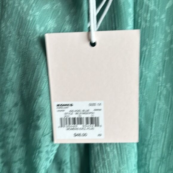 LC Lauren Conrad Satin Green Floral Balloon Sleeve Peasant Blouse Top Plus Sz 1x - Picture 9 of 12